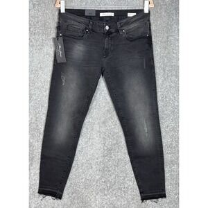 Mavi Serena Ankle Low Rise Super Skinny Jeans Womens Sz 29 Black Distressed New